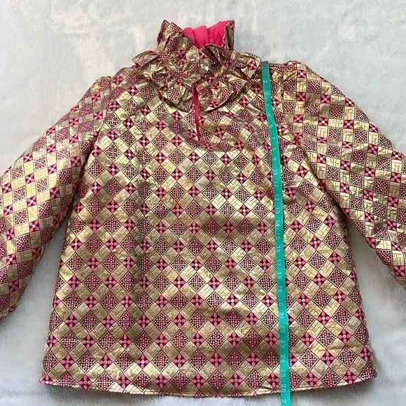 Like New Tuckernuck Gold and Pink Champagne Dreams Bouvier Blouse, Size Medium - Picture 7 of 12